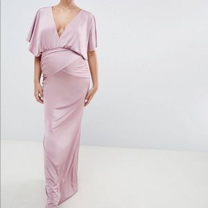 Flounce London Maternity Cape Sleeve Maxi Dress